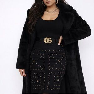 Nikki Valenti Skirt Y2K Linen Brass Studd Washers Grunge Goth Mobwife 8